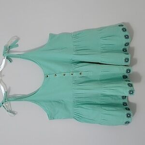 Kate Quinn Aqua Sleeveless Flowy Top, Size X-Large